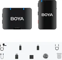 BOYA BOYAMIC-110 One-Trigger-One 2,4G Kabelloses Mikrofonsystem Ansteckbares kabelloses Mikrofon 300M uebertragung 8G Speicher Onboard-Aufnahme-Ersatz fuer iOS Android Smartphones Kamera Computer