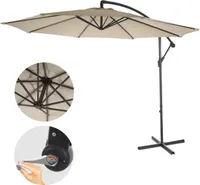 Acerra parasol wspornikowy, parasol przeciwsłoneczny, Ø 3m uchylny, poliester/stal 11kg ~ kremowy bez stojaka