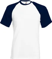 Fruit of the Loom - T-Shirt für Herren/Damen Uni - Baseball RW10174 (XL) (Weiß/Marineblau)