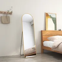 EMKE stojace zrkadlo 140x40cm zrkadlo v plnej dĺžke zrkadlo so zlatým hliníkovým rámom zrkadlo so zakriveným toaletným zrkadlom s nevýbušnou okennou fóliou