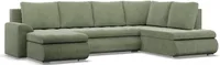 Sofa w kształcie litery U z funkcją spania, otomana, sztruks - zielona