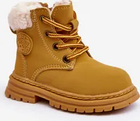 Kinder Trapper-Stiefel mit Reißverschluss und Schaffell Camel Marialee 19