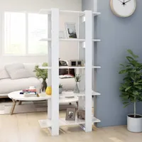 vidaXL Bücherregal/Raumteiler Hochglanz-Weiß 80x30x160 cm