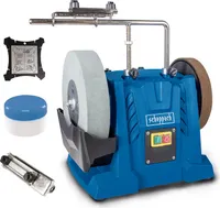 Scheppach Nass-Schleifsystem Tiger 7000s | 200W Induktions-Motor, Edelkorund Schleifstein 250 x 50 mm 220 Körnung | inkl. Universalvorrichtung