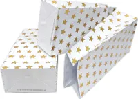 Frau WUNDERVoll® 12 Papiertüten mit Boden,weiß, gold Sterne, 12x7x24cm/Blockbodenbeutel,Tüte,Papierbeutel,Papiertüte, Geschenktüte, Geschenkbeutel,Gastgeschenk,Hochzeit,Mitgebseltüte,Falttasche