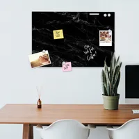Navaris Magnettafel Magnetpinnwand Memoboard zum Beschriften - 60x40 cm Notiztafel div. Designs - Tafel abwaschbar mit Halterung Magneten Stift