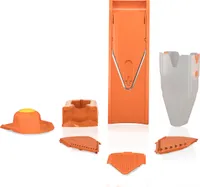 Börner V1 Gemüsereibe Profi Set Gemüsehobel Gurkenhobel Gemüseschneider Kartoffelschneider Karottenreibe Obstreibe Krauthobel vegan, Farbe:Orange