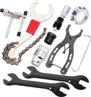 9-teiliges Fahrrad-Reparatur-Werkzeug-Set, Kassetten-Entferner, Schraubenschluessel, Kettenbrecher, Kurbelabzieher, Abzieher, Speichenschluessel, Tretlager-Freilauf-Entfernungswerkzeug, Nabenschluessel