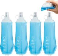 4 Stück 500ml Faltbare Wasserflasche,Versenkbare Reisebecher,Auslaufsicheres Silikon Tragbare Wasserflaschen,für Camping Freien Outdoor Wandern