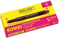 ONLINE® 17175/12 Tintenpatronen für Füller pink 5 St.