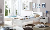 TiCAA Massivholz Einzelbett Bora Kiefer Weiß