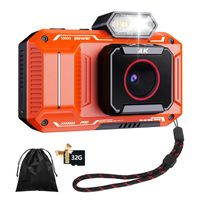Tragbare Digitalkamera HD 1080P 48MP Fotokamera Kompaktkamera mit 32 GB Speicherkarte 18X Digitalzoom Geschenk für Kinder, Jugendliche, Anfänger,Orange