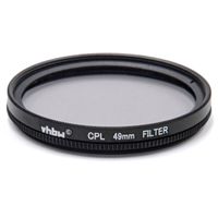 vhbw Universal Polarisationsfilter kompatibel mit Kamera Objektiven mit 49mm Filtergewinde - Zirkularer Polfilter (CPL), Schwarz