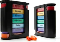 BigDean 2 Stück Tablettenbox 7 Tage Morgens, Mittags, Abends & Nachts in Schwarz – Medikamentenbox BPA-frei & Lebensmittelecht – luftdichte Pillendose
