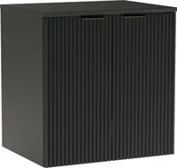 WENA Waschtischunterschrank mit Türen 60 cm, geriffelte Fronten, Griffe aus Metall in der Farbe Gold  (Farbe: Schwarz)
