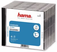 Hama CD Box náhradný obal na 1 CD, priehľadný/čierny, 10 ks