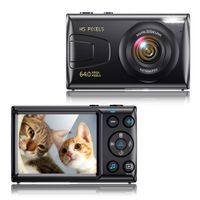 Fine Life Pro Digitalkamera Fotokamera 4K 64MP, 2,8'' LCD Fotoapparat mit 18X Digitalzoom, Wiederaufladbare Kompaktkamera für Kinder, Teenager,schwarz