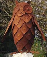 Gartenfigur Eule 3D 62cm Edelrost Gartendeko Rostfigur Skulptur Rost Metall Kauz Uhu Blickfang Geschenk