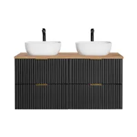 Comad ADEL BLACK Badmöbelset 120 cm mit Doppelwaschtisch und Unterschrank
