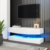 MODFU TV-Schränke TV-Schrank TV Board Hochglanz Hängend TV Stand mit LED-Beleuchtung, Weiß
