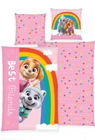 Herding Renforcé Wende Bettwäsche 2 tlg. 135x200cm Paw Patrol Hunde Regenbogen Everest Skye Rosa Knopfleiste