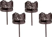 Kerzenpick für Teelicht 4er Set - dunkel braun - Teelicht Halter für Adventskranz