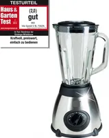 VitaSpeed Edelstahl Standmixer Smoothie Maker mit Glaskrug (500 Watt), 1,5 L Fassungsvermögen, Mixer mit 19.000 U/min max., Edelstahl