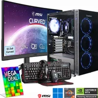 GAMEMAX Gaming-PC Draco XD PC Set Komplettsystem Ryzen 5 5500 32GB 1TB SSD RTX 4060 WIN 11+ MSI G32C4 E2 Monitor Curved 80cm (32") + umfangr. Zubehör