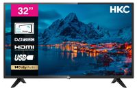 HKC 32D1 Fernseher 32 zoll ( TV 80 cm ), Dolby Audio, LED, Triple Tuner DVB-C / T2 / S2, CI+, HDMI, USB, digitaler Audioausgang,  incl. Hotelmodus