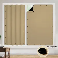 Verdunklungsstoff ohne Bohren mit 20 Saugnäpfen Abnehmbar, 130x200cm Fensterfolie Sonnenschutz, Verdunklungsfolie für Fenster Dachfenster,Beige