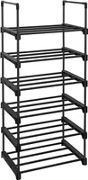 Songmics Schuhregal mit 6 Fächern, Metall, 45 x 30 x 106 cm, schwarz