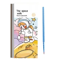 1 Set 20 Seiten lebendige Farbschloss Buch mit Pigment Pinsel Kinder Cartoon Thema Lackierwasser Malbuch für Kindergarten-B