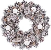 Adventskranz, künstlicher Schnee und Zapfen, Ø 34 cm