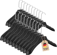 Intirilife Kleiderbügel in UNIVERSAL SCHWARZ - 20 Stück breite Kleiderbügel aus Kunststoff mit Anti-Rutsch Oberfläche - Garderobenbügel Wäschebügel Anzugbügel Jackenbügel