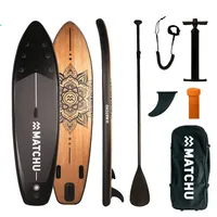 Matchu Sports Stand Up Paddle Board Holz Mandala - Aufblasbar 320x81x15 cm - SUP Board Set - Surfbrett - Paddle Surf Board mit Zubehör