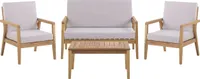 BELIANI Loungeset Braun/Grau Akazienholz und Polyester 4-teilig Sofa 2 Sessel mit Auflagen und Couchtisch Outdoor Indoor Terrasse Garten Möbel