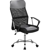 Yaheetech Bürostuhl, Schreibtischstuhl ergonomisch, atmungsaktiver Bürodrehstuhl mit hoher Netz-Rückenlehne, Wippfunktion Office Chair, Belastbar bis 135 kg Grau