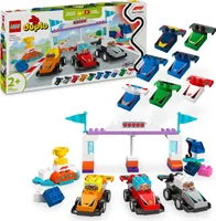 LEGO DUPLO Town F1 Team Rennautos mit Rennfahrern, Bauspielzeug für die ganze Familie, fantasievolles Spielerlebnis, Geburtstagsgeschenk für Kleinkinder, Jungen und Mädchen ab 2 Jahren 10445