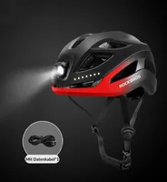ROCKBROS Fahrradhelm Radhelm mit Licht, Sicherheit Helm, CE, 57-61cm, Schwarz-Rot-Farbverlauf