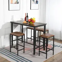 HJ_WeDoo Esstisch mit 4 Stühlen Braun, Esszimmer Essgruppe für 4 Personen, 120x60x90cm