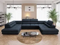 Ecksofa Rivera U XXL-Ecksofa mit Schlaffunktion und zwei Bettkästen in schwarz
