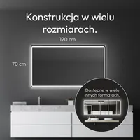 Lustro łazienkowe LED TALOS black Moon 120x70 cm - lustro łazienkowe z oświetleniem - nadaje się do wilgotnej wody dzięki aluminiowej ramie - kolor światła neutralny biały