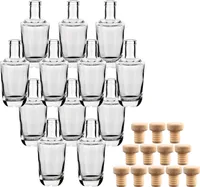 gouveo 12er Set Glasflaschen 250 ml “Alchimia” mit Korken (HGK) - Kleine Flasche mit Korkverschluss zum Befüllen von Likör, Schnaps, Öl