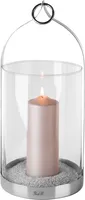 LONIDA Windlicht mit Glas - H.45cm x D.21cm - silber - Edelstahl /Glas