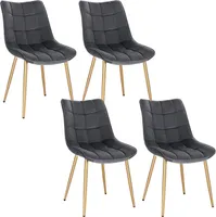 EUGAD 4X Esszimmerstühle Polsterstuhl, Samt Sitzfläche, Grau