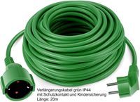Verlängerungskabel Stromkabel 20 Meter für den Innen-/Außenbereich Schuko mit Kindersicherung IP44 bis 3500 Watt Garten hochwertig und praktisch Farbe: Grün