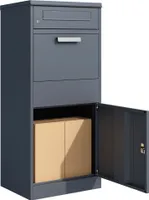 Toboli Paketkasten Anthrazit 500 x 370 x 1120 mm, Paketbox Zuhause, private Paketannahme passend für Pakete und Päckchen, Standbriefkasten Stahl