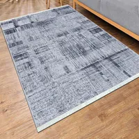 Teppich Modern Serenit Flach 80x150cm & 80x300cm Teppichläufer Waschbar 30°C Grau : 80x300 cm