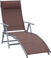 Outsunny ležadlo skladacie plážové ležadlo s vankúšom Ležadlo so 7-polohovým nastaviteľným operadlom Záhradné ležadlo Relaxačné ležadlo Záhradné kreslo, max. zaťaženie 165 kg, na dovolenku na záhrade vonku, hnedé