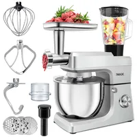 7MAGIC 3 in 1 Universal Küchenmaschine 1500W Multifunktionale Knetmaschine 6-stufige Gescheindigkeit Mixer, mit Fleischwolf, 1.5L Saftpresse, 7L Edelstahlschüssel knetmaschine, Silber
